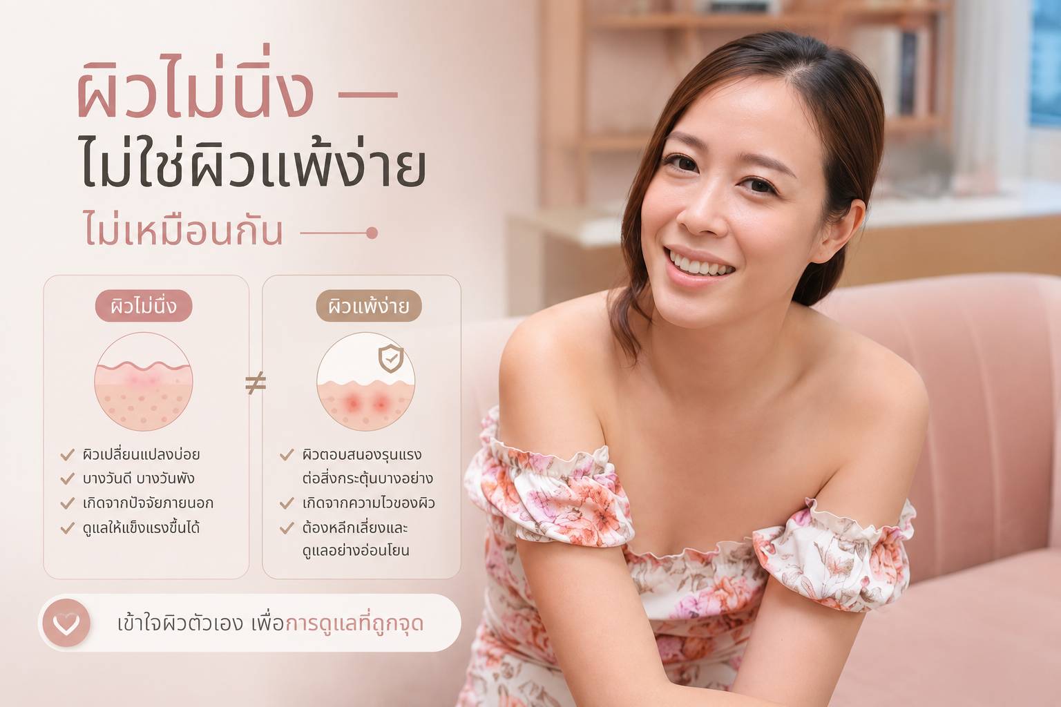ผิวไม่นิ่งไม่ใช่ผิวแพ้ง่าย เปรียบเทียบอาการผิวแดง ระคายเคือง และผิวแปรปรวน