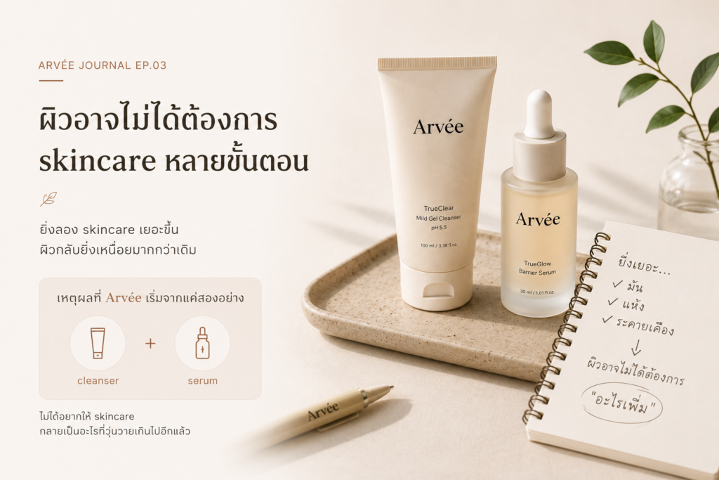 Arvée เริ่มจากแค่ cleanser กับ serum เพราะเชื่อว่าผิวไม่ได้ต้องการ skincare หลายขั้นตอน