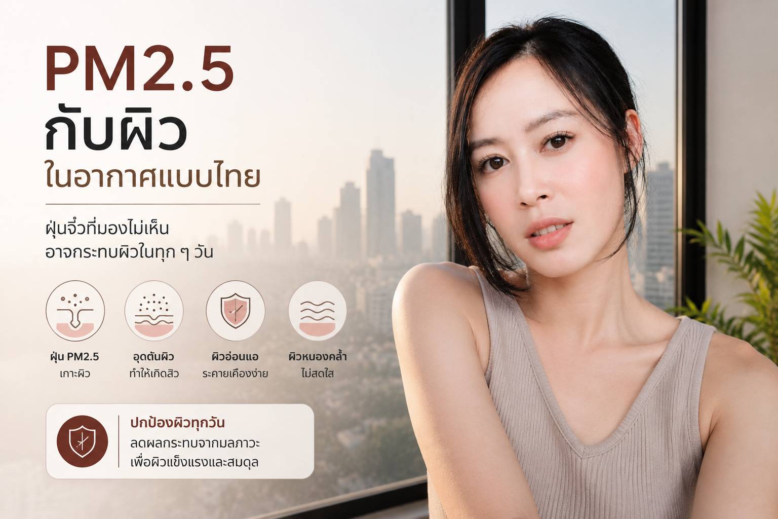 PM2.5 กับผิวในอากาศแบบไทยและผลกระทบต่อเกราะป้องกันผิว
