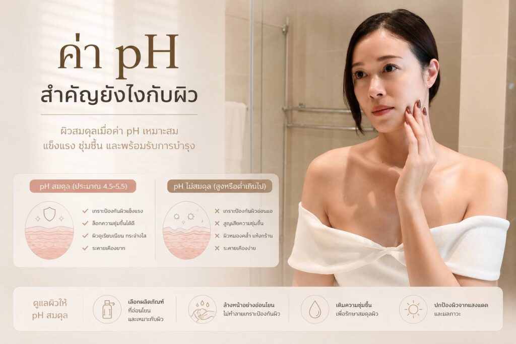 ค่า pH ของสกินแคร์ที่ต่างจากผิวมากเกินไป อาจทำให้ผิวต้องปรับตัวและระคายเคืองได้ง่ายขึ้น