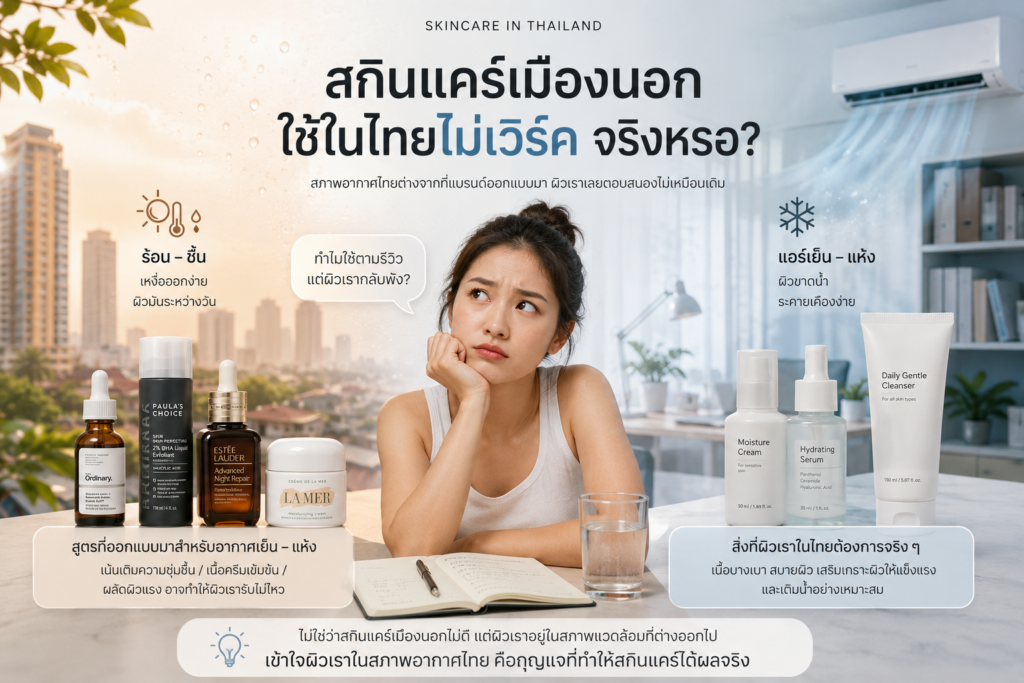 สกินแคร์เมืองนอกอาจให้ผลลัพธ์แตกต่างกันในสภาพอากาศและสภาพผิวของคนไทย